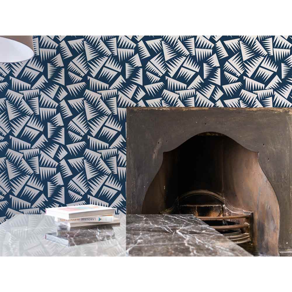 Jer Wallpaper - Silver, Navy Blue - Image 3