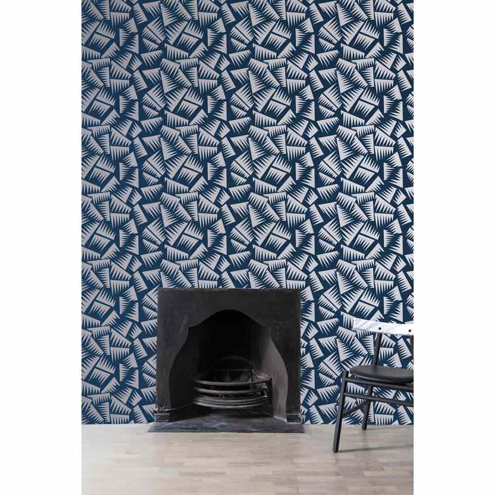 Jer Wallpaper - Silver, Navy Blue - Image 4
