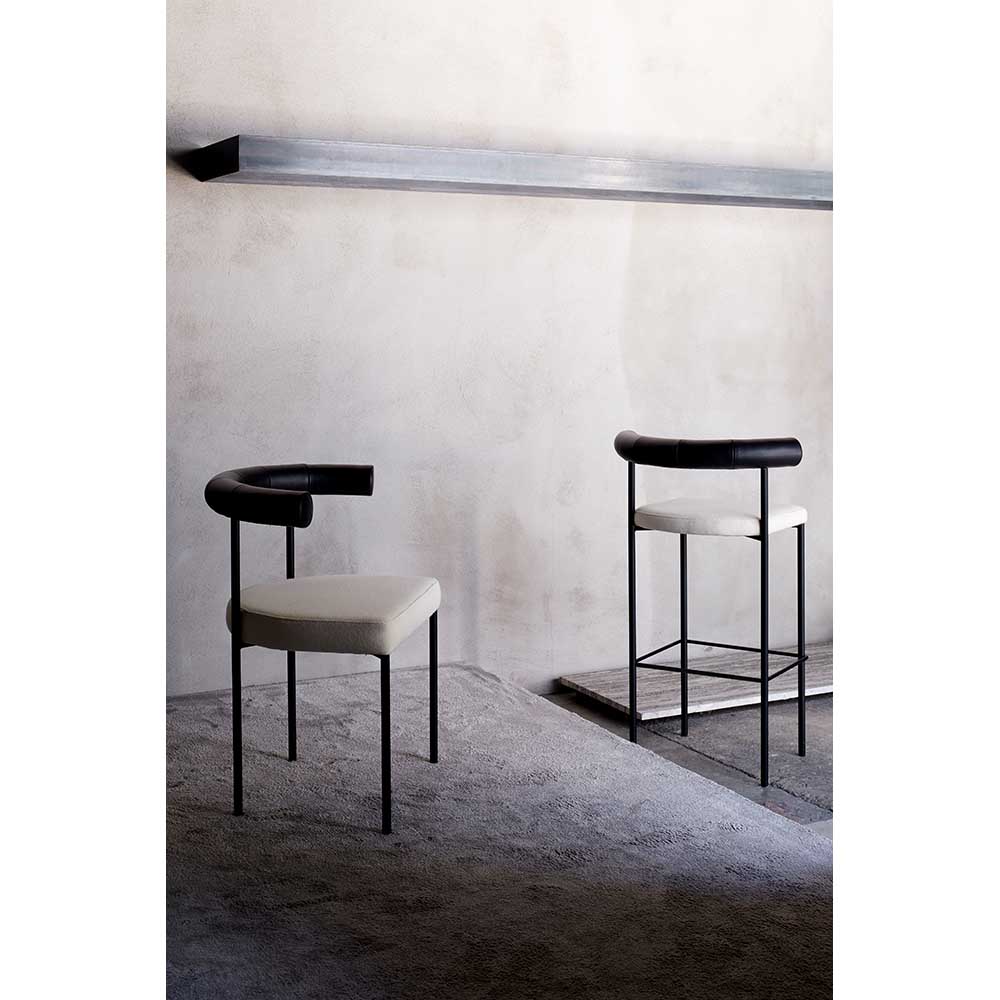 Kashmir Bar Counter Stool - Hallingdal 65, Black Leather Back - Image 4