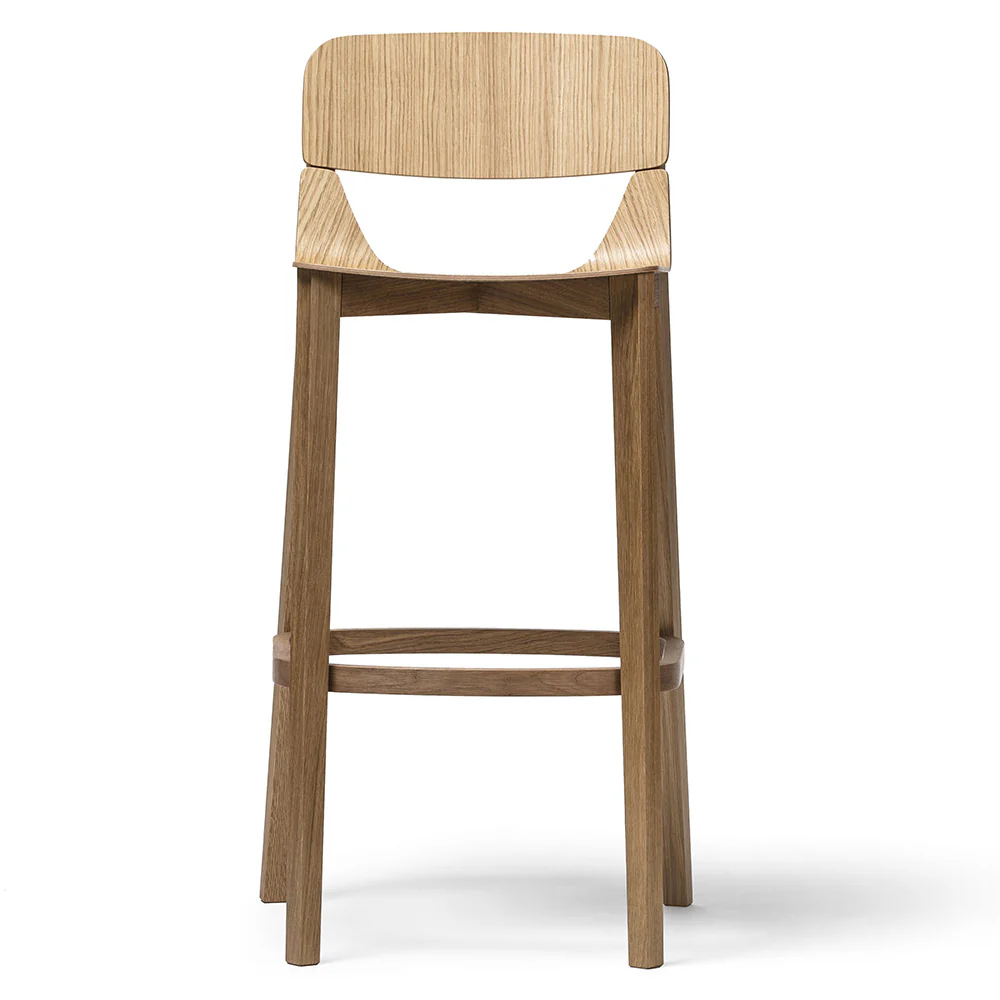Leaf Counter Stool with Back Rest - Wood - Image 2