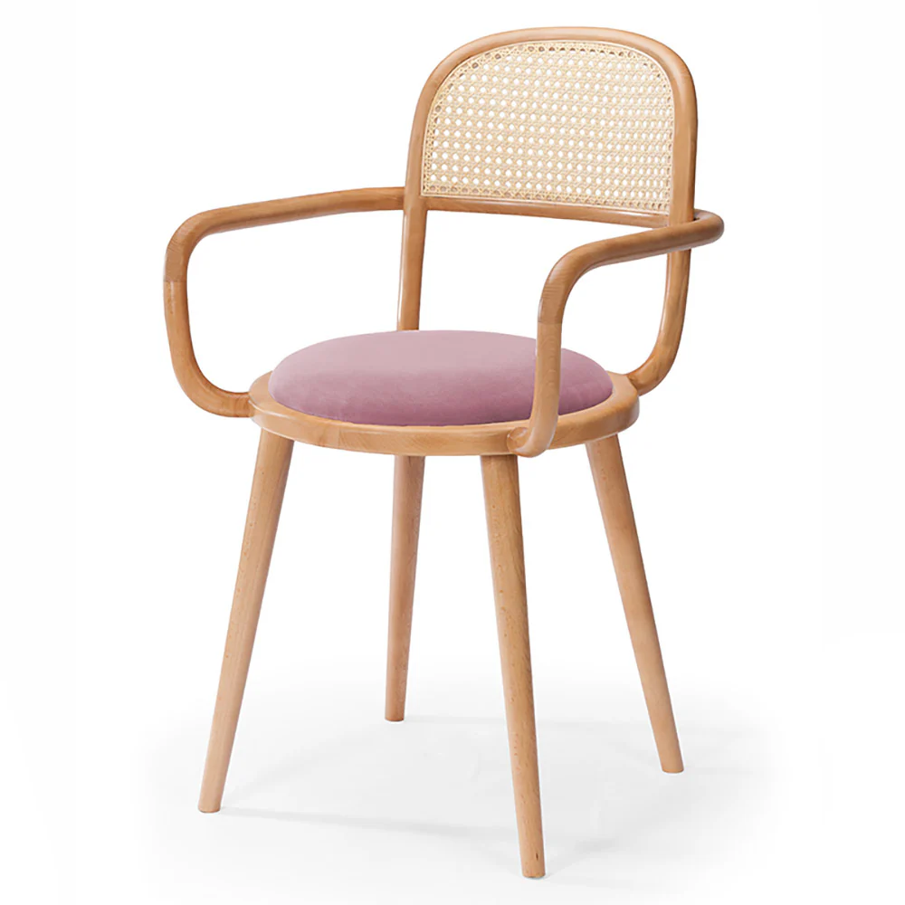 Luc Dining Chair - Seat Upholstered, Cane Back - Image 2