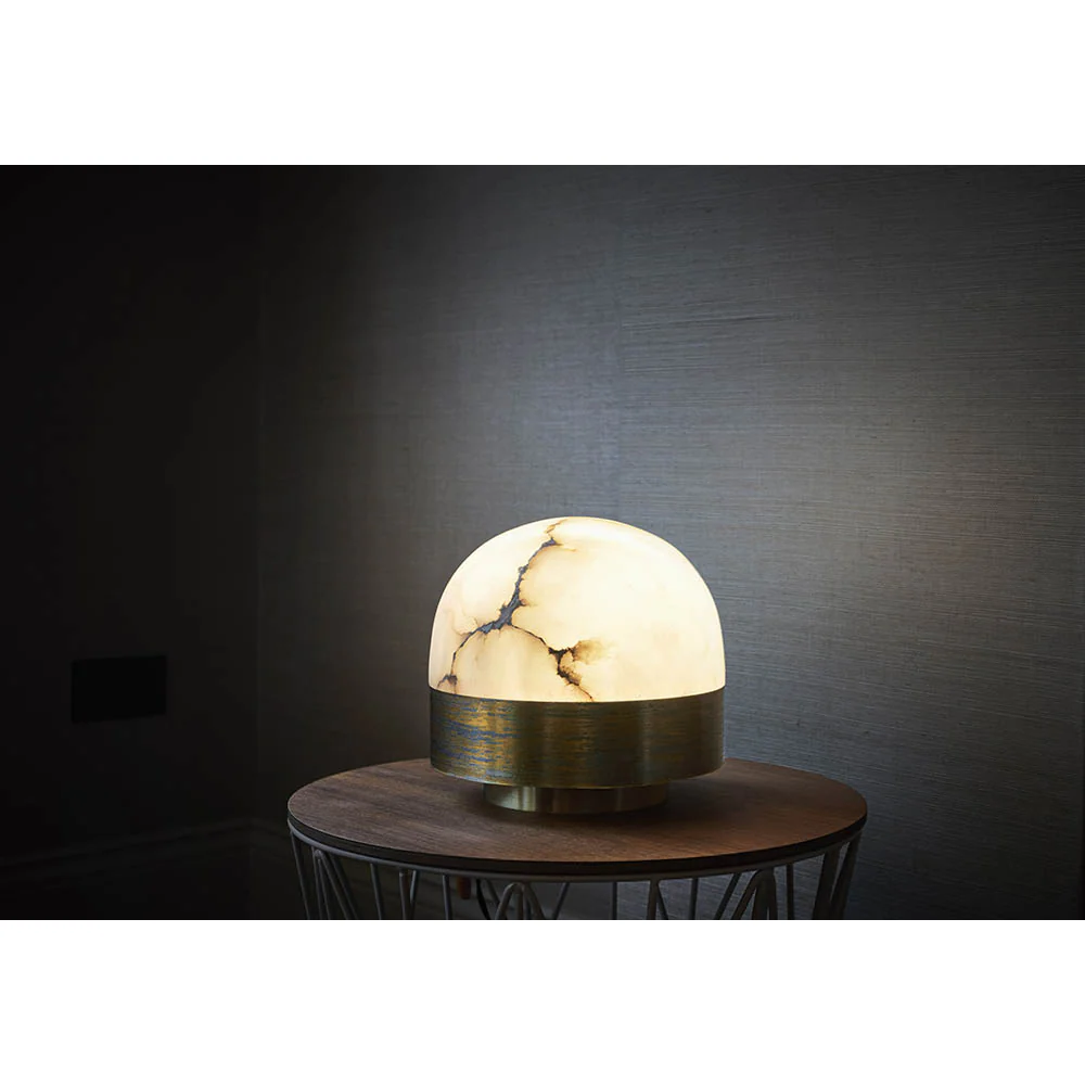 Lucid Table Lamp - Honed Alabaster, Oxidized Silvered Brass - Image 5