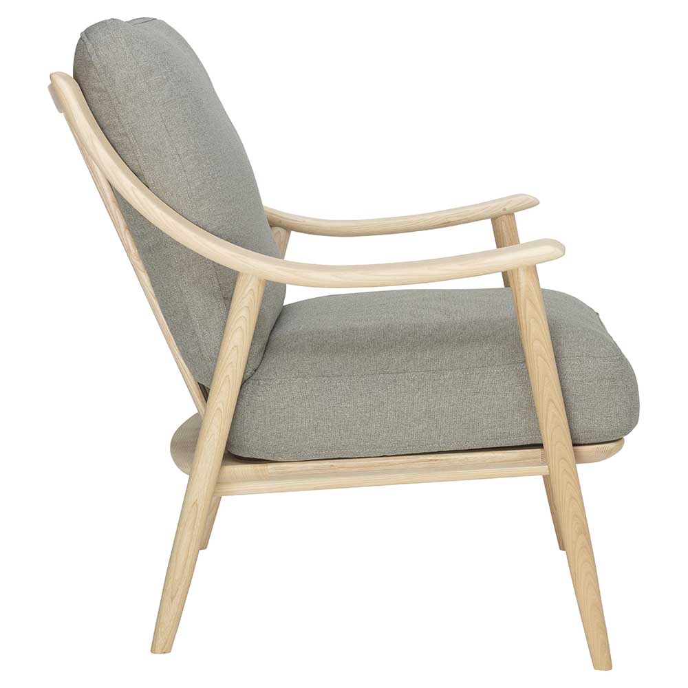 Marino Lounge Chair - Gray Fabric Cushion, Natural Ash Frame - Image 3