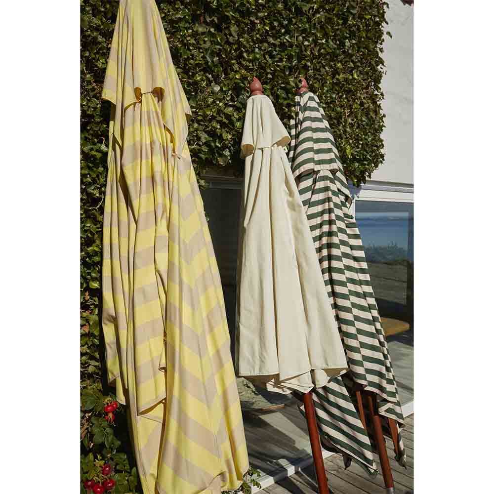 Messina Round Umbrella - Light Apricot/Dark Green Stripe - Image 3