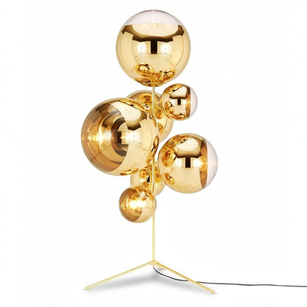 Mirror Ball Floor Chandelier - Gold