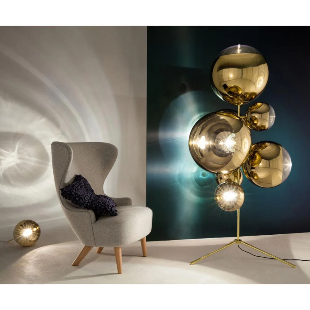 Mirror Ball Floor Chandelier - Gold - Image 6