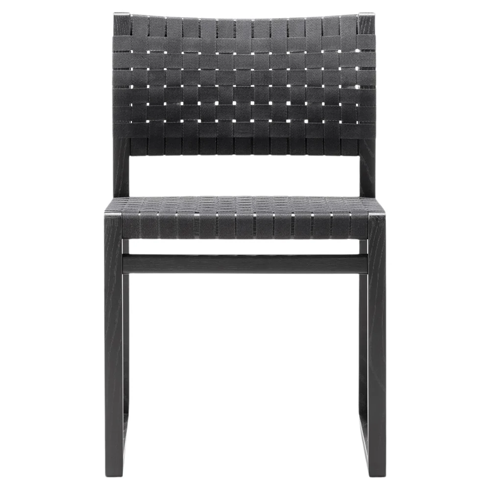 Mogensen BM61 Dining Chair - Black Linen Webbing, Oak Black Lacquer