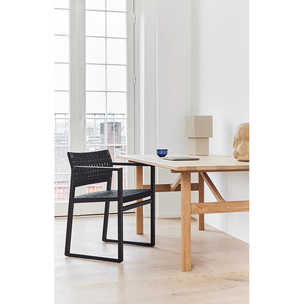 Mogensen BM62 Dining Chair - Black Linen Webbing, Oak Black Lacquer - Image 5