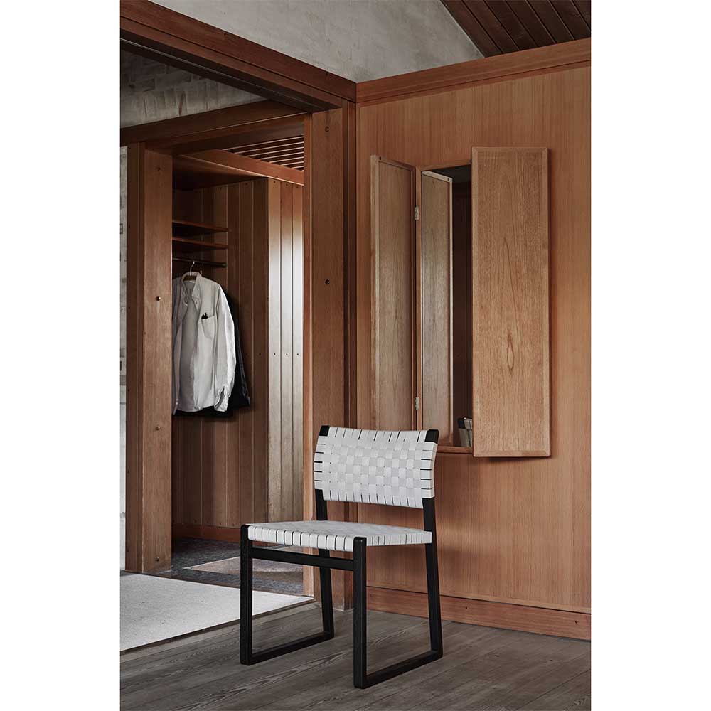 Mogensen BM61 Dining Chair - Black Linen Webbing, Oak Black Lacquer - Image 6
