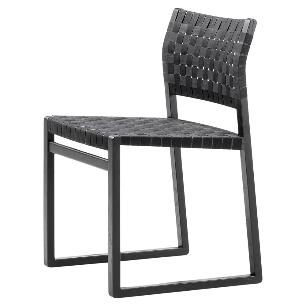 Mogensen BM61 Dining Chair - Black Linen Webbing, Oak Black Lacquer - Image 2