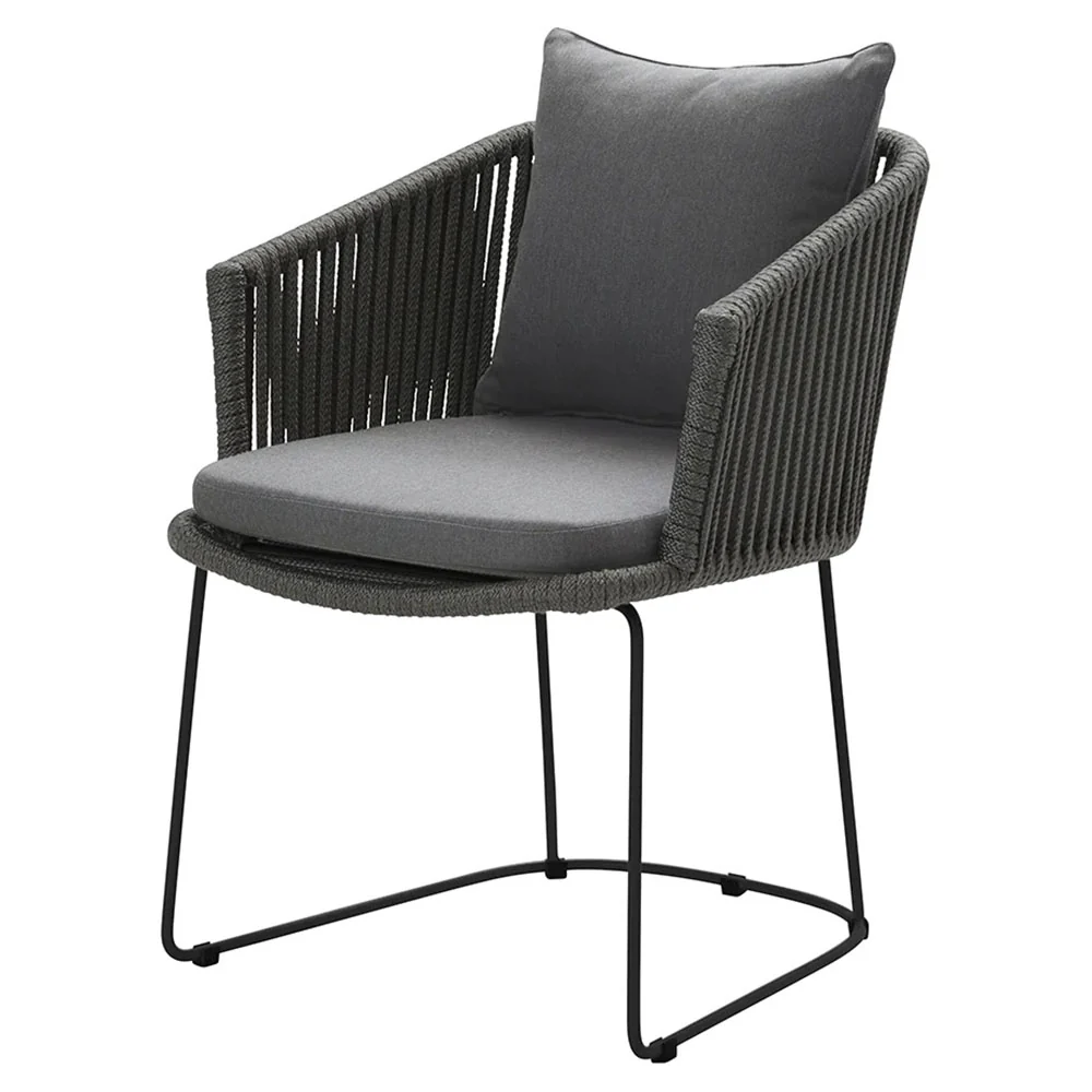 Moments Outdoor Chair - Gray Natte Cushions, Dark Gray Rope Frame