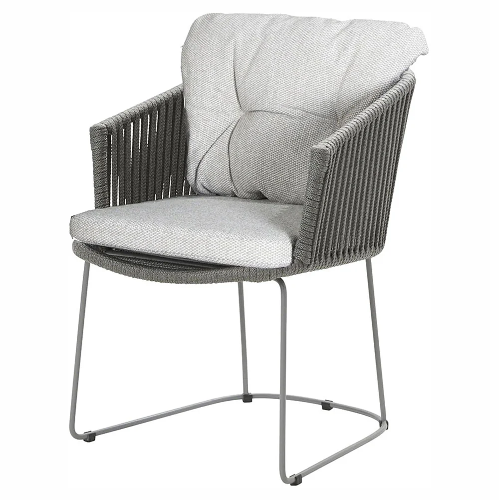 Moments Outdoor Chair - Light Brown Wove Cushions, Gray Rope Frame