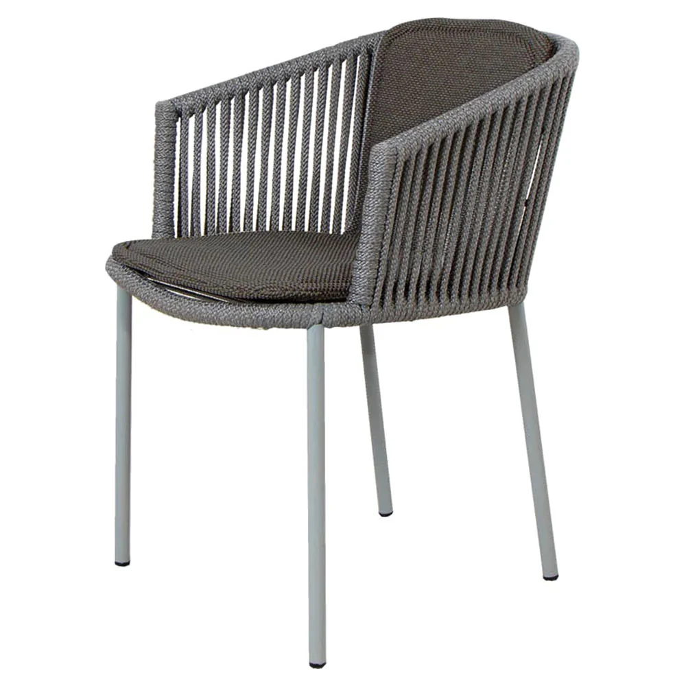 Moments Outdoor Stackable Chair - Dark Gray Cushions, Gray Rope Frame
