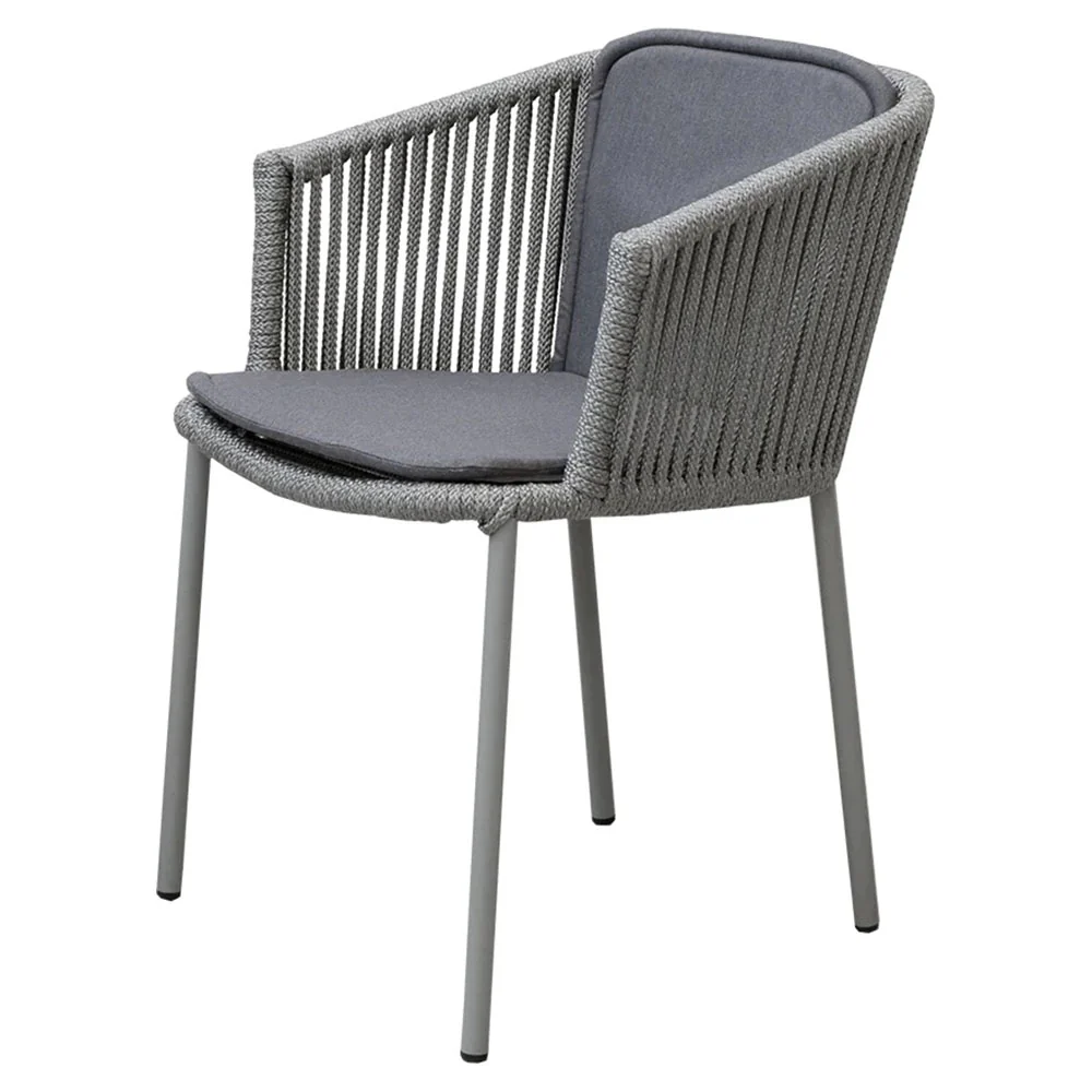 Moments Outdoor Stackable Chair - Gray Cushions, Gray Rope Frame