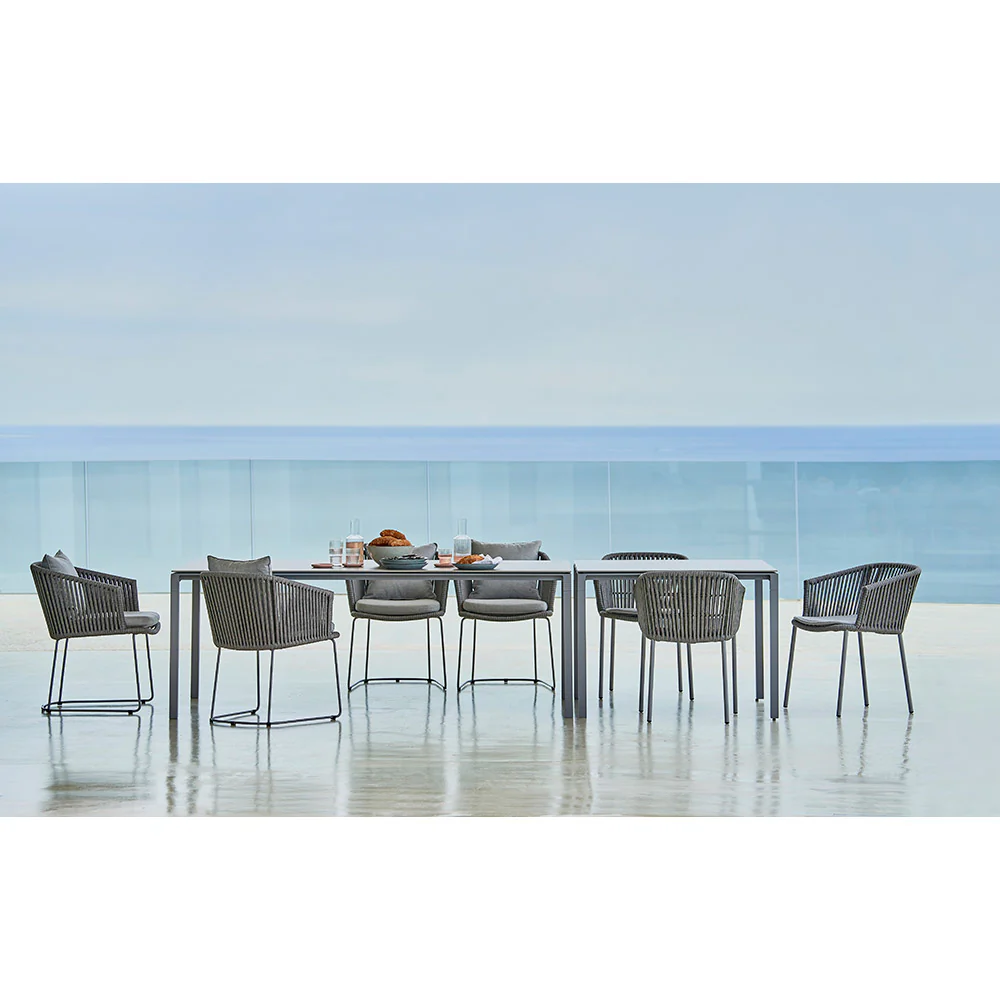 Moments Outdoor Stackable Chair - Gray Cushions, Gray Rope Frame - Image 4