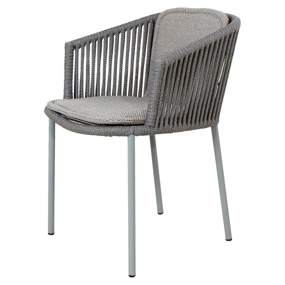 Moments Outdoor Stackable Chair - Light Gray Focus Cushions, Gray Rope Frame