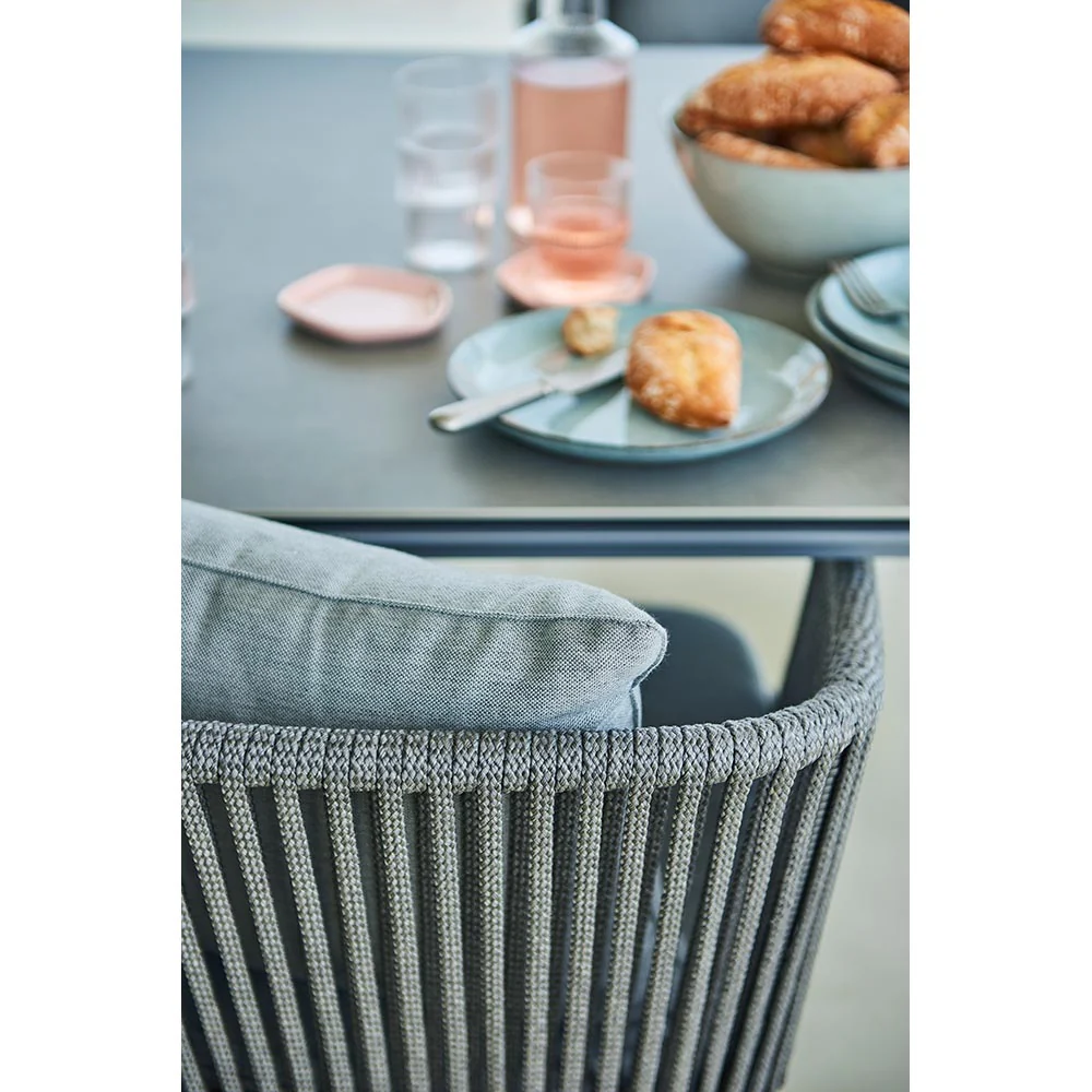 Moments Outdoor Stackable Chair - Light Gray Focus Cushions, Gray Rope Frame - Image 2
