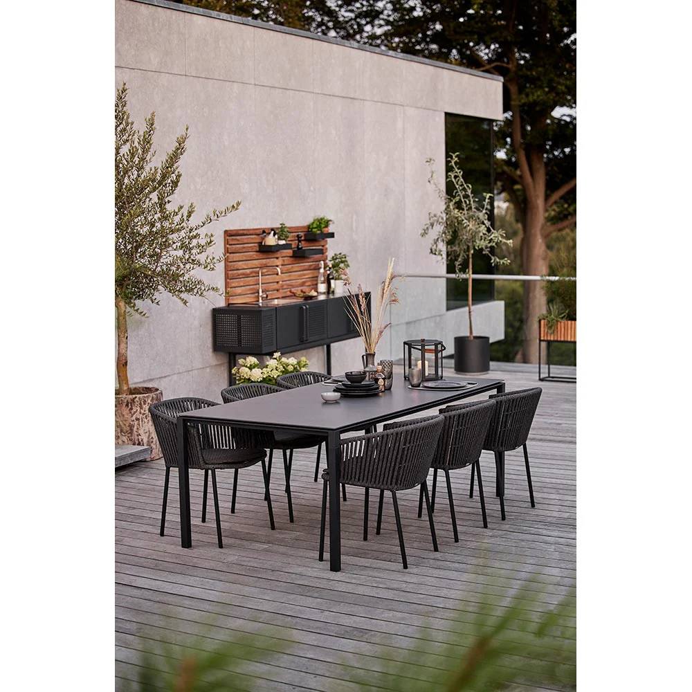 Moments Outdoor Stackable Chair - Light Gray Focus Cushions, Gray Rope Frame - Image 3