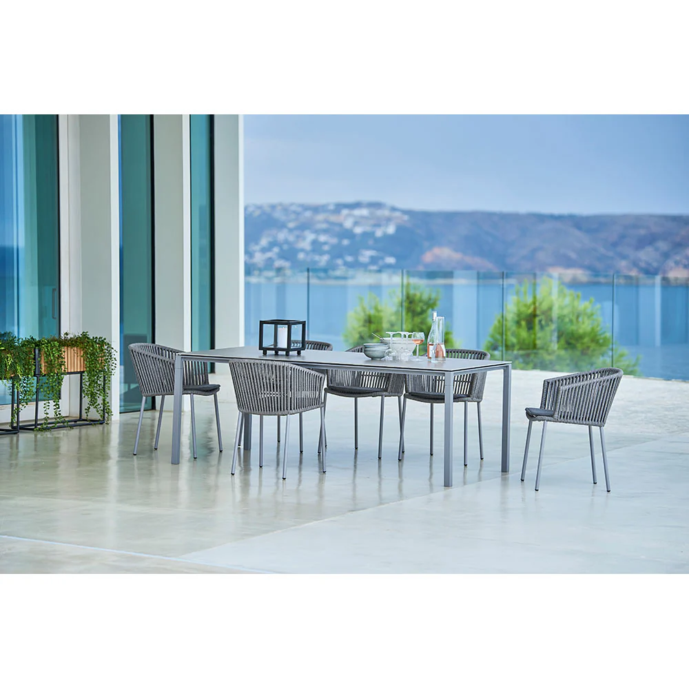 Moments Outdoor Stackable Chair - Light Gray Natte Cushions, Gray Rope Frame - Image 4