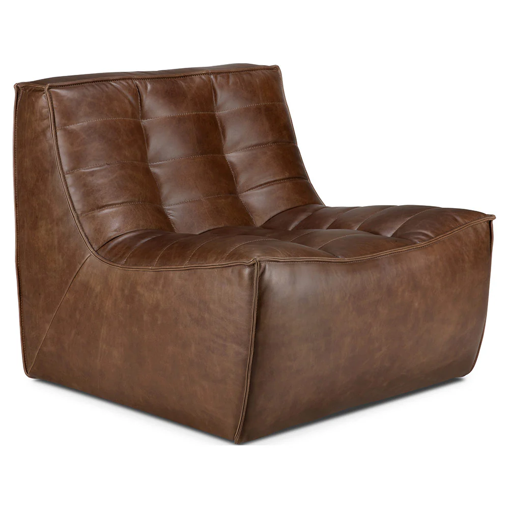 N701 1 Seater Modular Sofa - Chestnut Leather - Image 2
