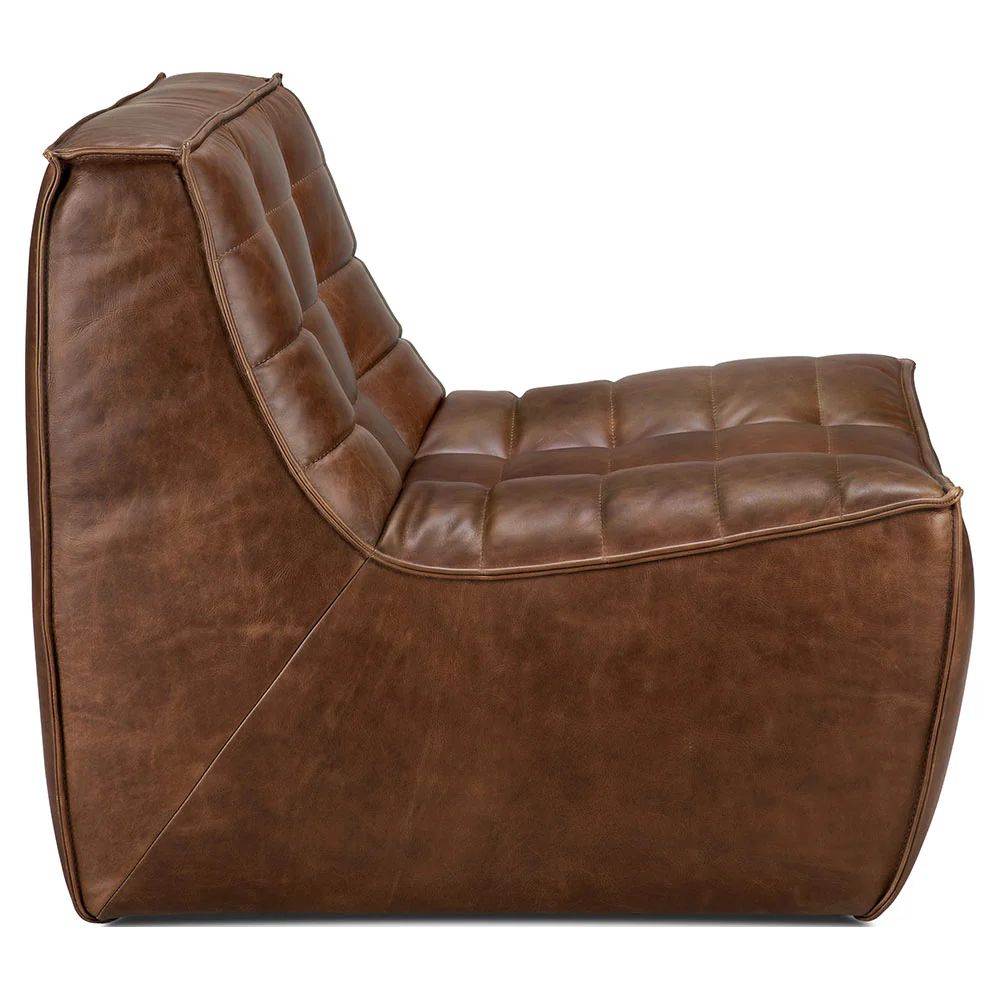 N701 1 Seater Modular Sofa - Chestnut Leather - Image 3