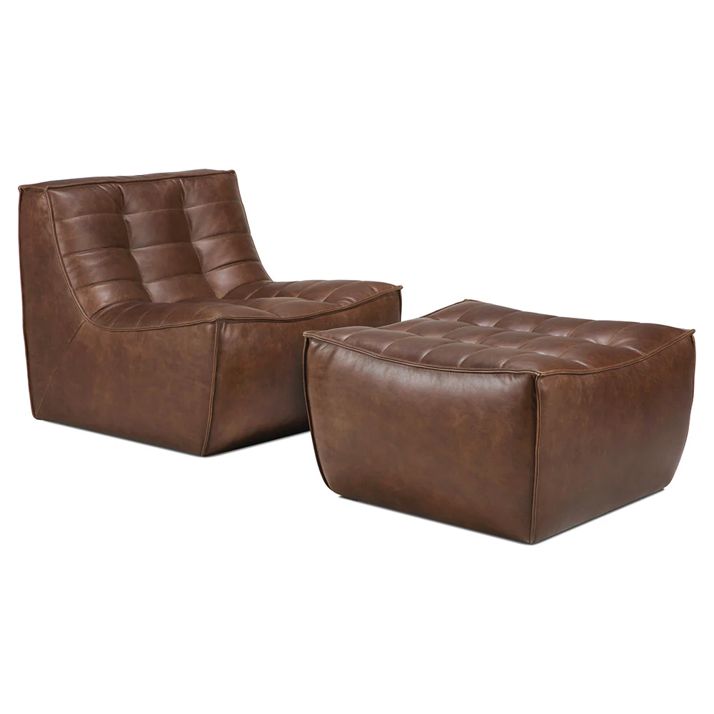 N701 1 Seater Modular Sofa - Chestnut Leather - Image 4