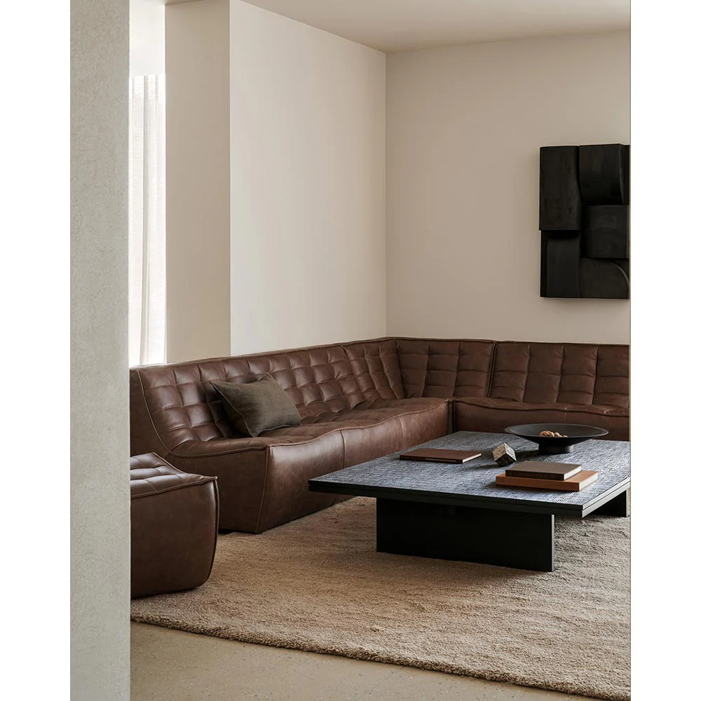 N701 2 Seater Modular Sofa - Chestnut Leather - Image 4