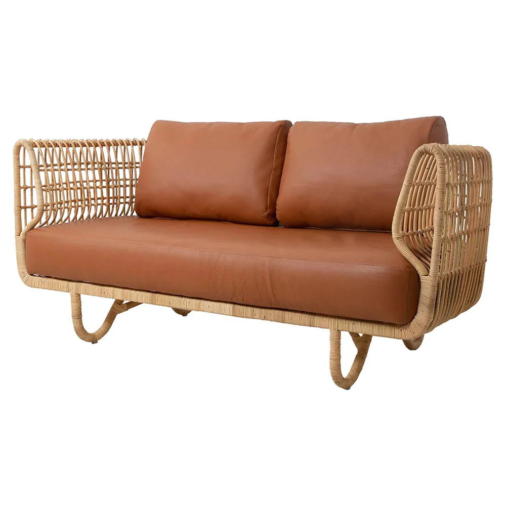 Nest 2 Seater Sofa - Cognac Leather Cushions