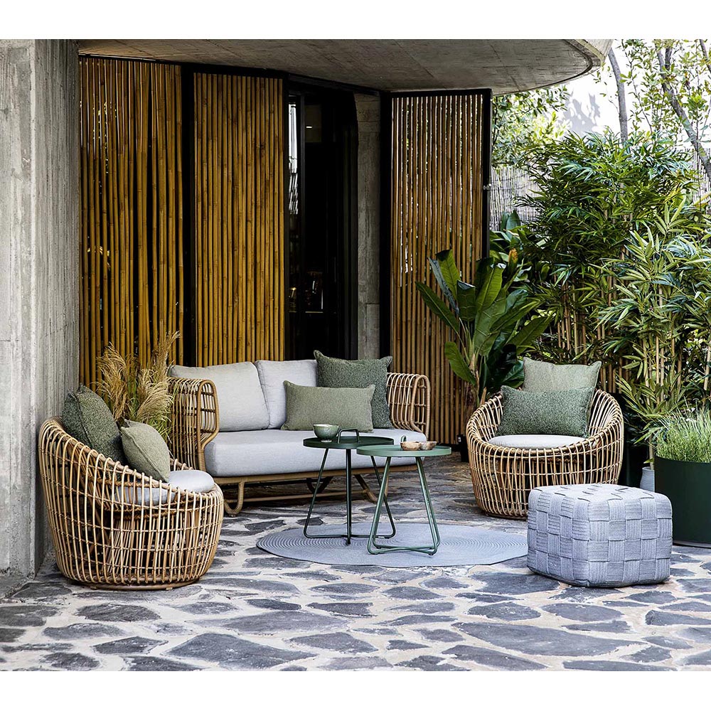 Nest Outdoor 2 Seater Sofa - White Cushions, White Weave Frame - Image 3
