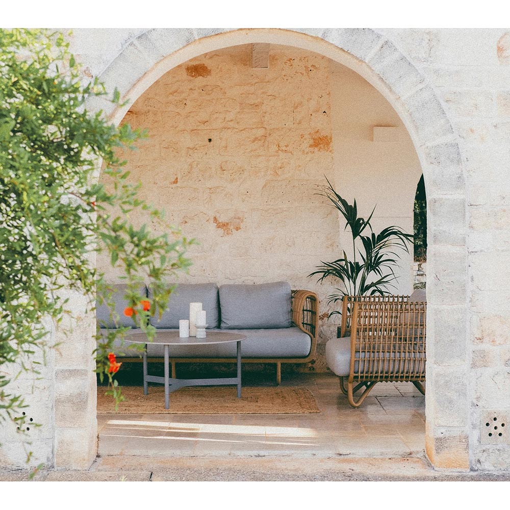Nest Outdoor 3 Seater Sofa - White Cushions, White Weave Frame - Image 3