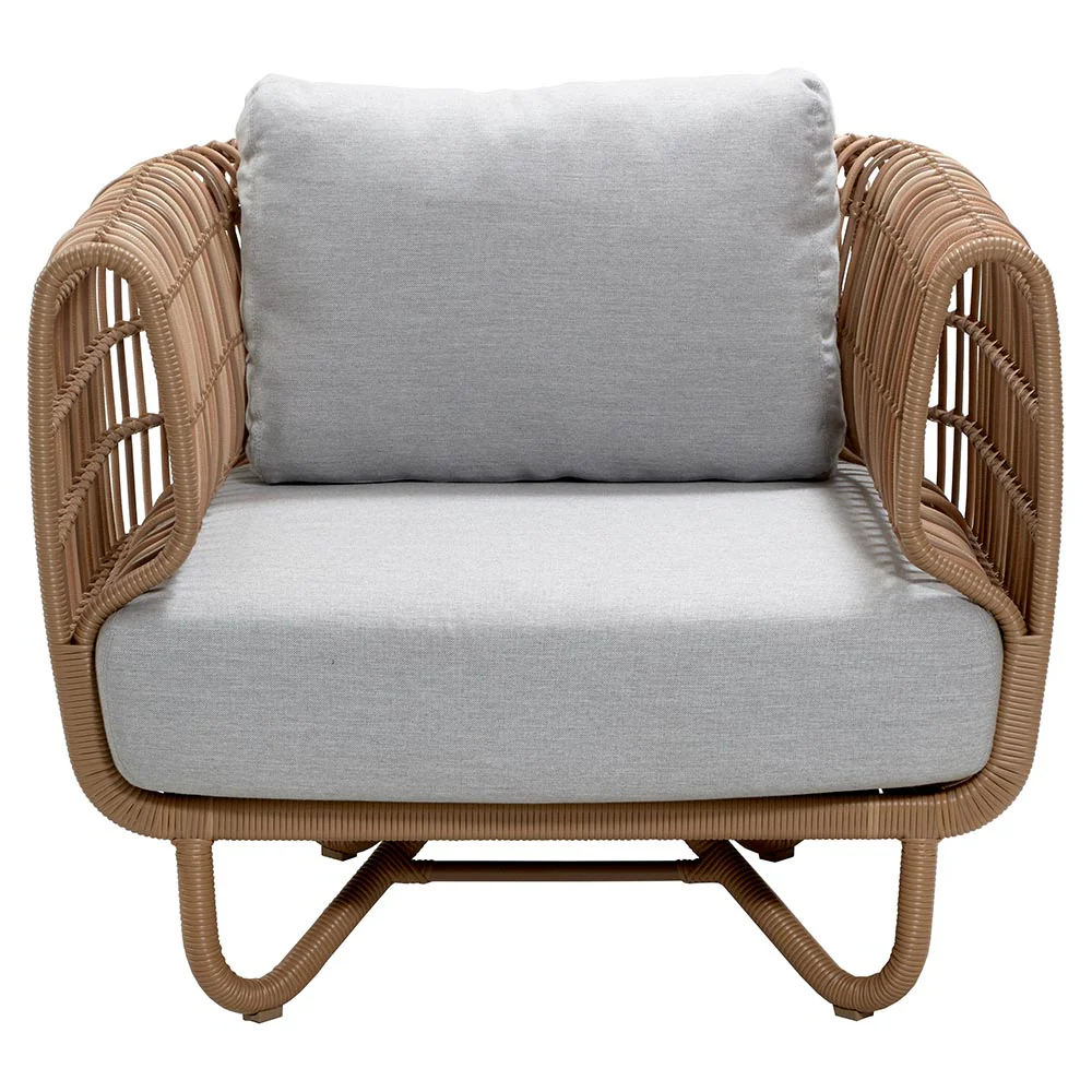 Nest Outdoor Lounge Chair - Light Gray Cushions, Natural Weave Frame - Image 2