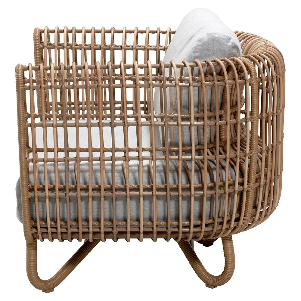 Nest Outdoor Lounge Chair - Light Gray Cushions, Natural Weave Frame - Image 3