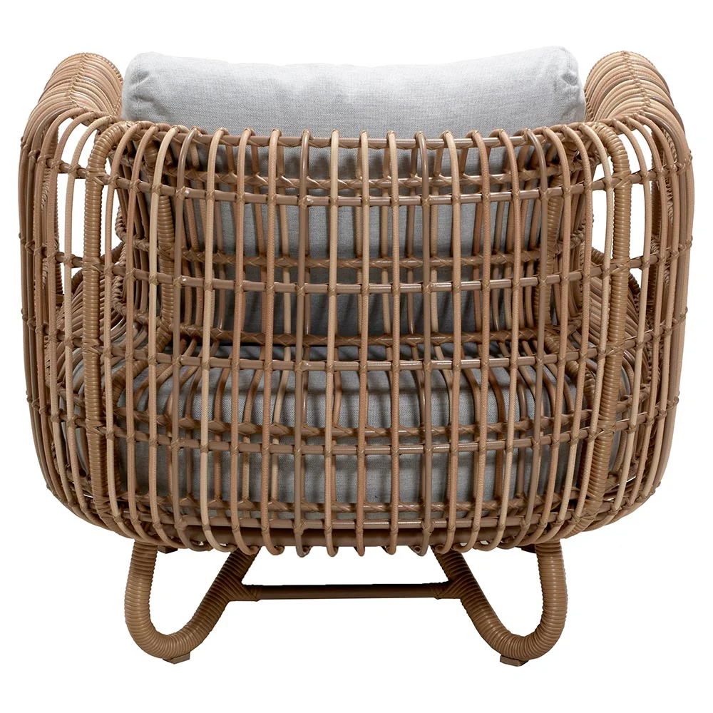 Nest Outdoor Lounge Chair - Light Gray Cushions, Natural Weave Frame - Image 4