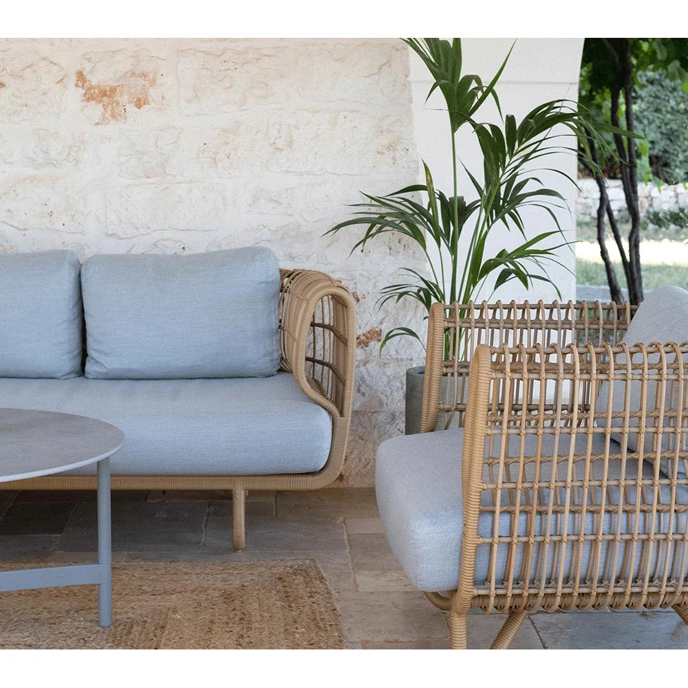 Nest Outdoor Lounge Chair - Light Gray Cushions, Natural Weave Frame - Image 7