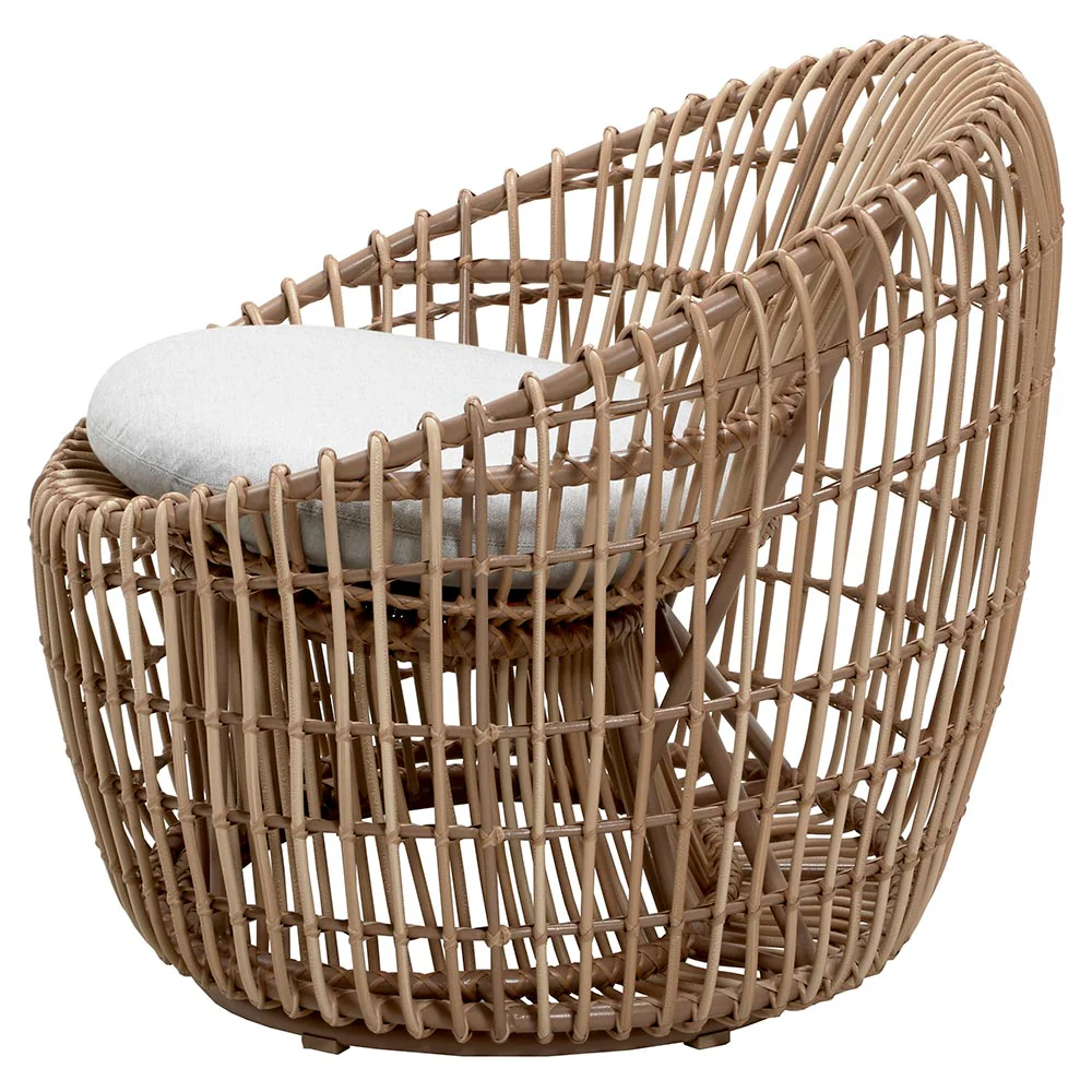 Nest Outdoor Round Chair - Light Gray Cushions, Natural Weave Frame - Image 3