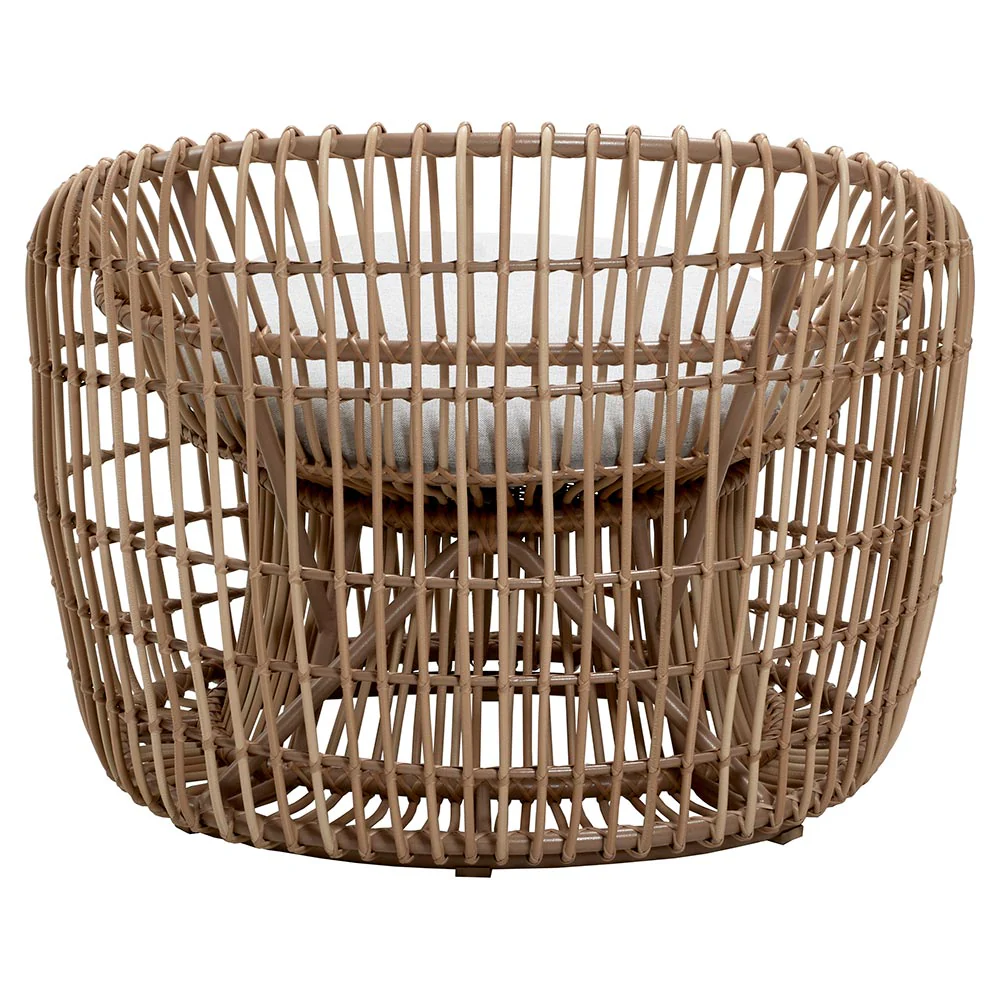 Nest Outdoor Round Chair - Light Gray Cushions, Natural Weave Frame - Image 4