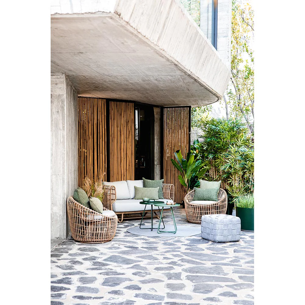 Nest Outdoor Round Chair - Light Gray Cushions, Natural Weave Frame - Image 7