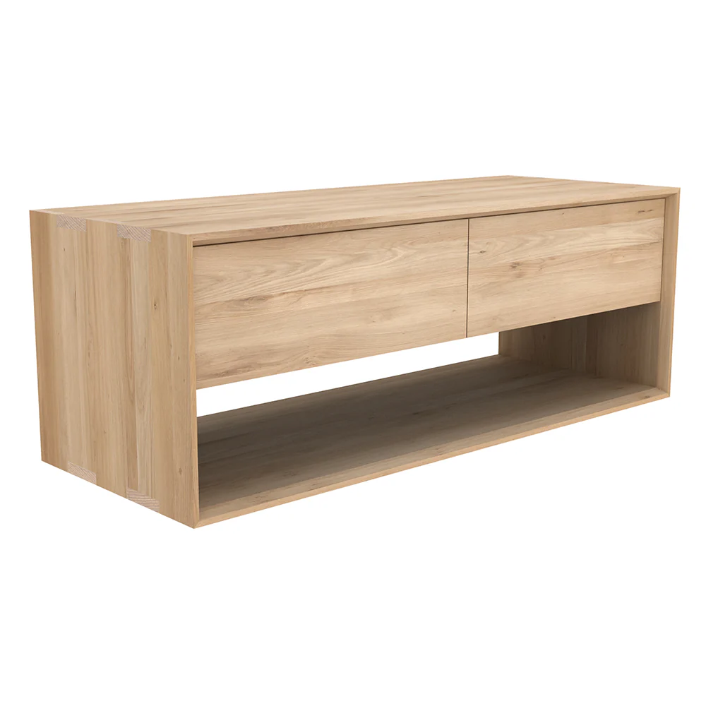 Nordic TV Media Cabinet - 1 Door 1 Drawer - Oak - Image 2