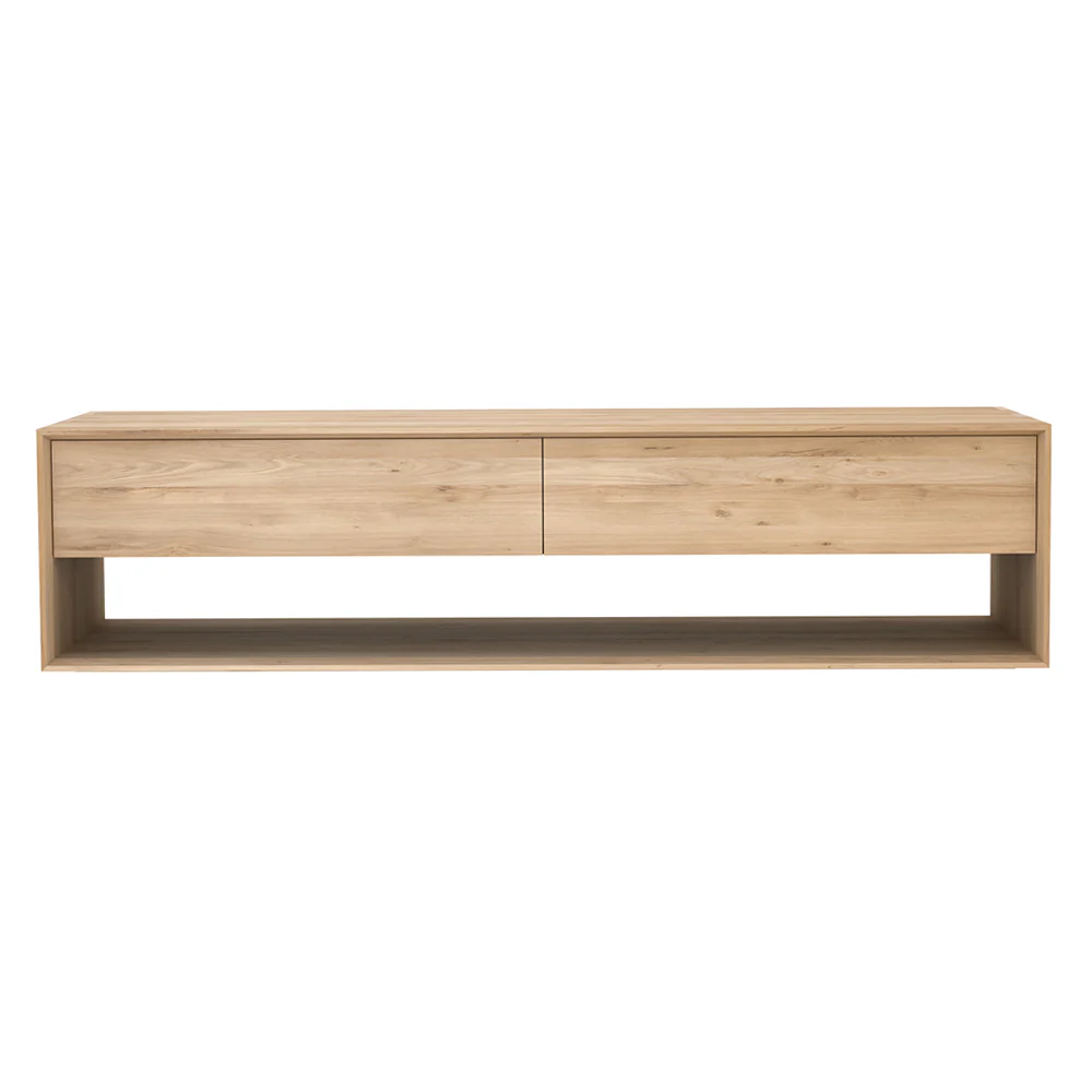 Nordic TV Media Cabinet Wide - 1 Door 1 Drawer - Oak