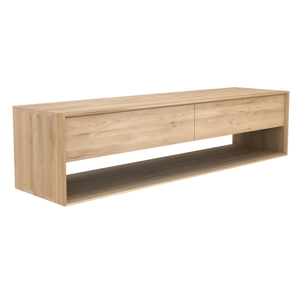 Nordic TV Media Cabinet Wide - 1 Door 1 Drawer - Oak - Image 2