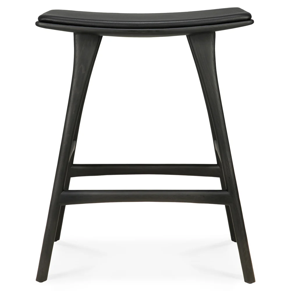 Osso Counter Stool - Black Oak, Black Leather - Image 2