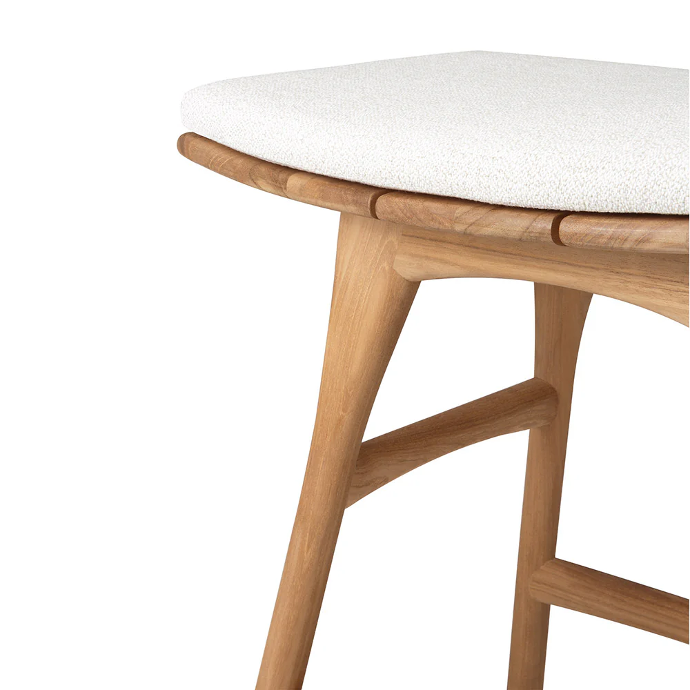 Osso Outdoor Stool - Teak, Off White Cushion - Image 4