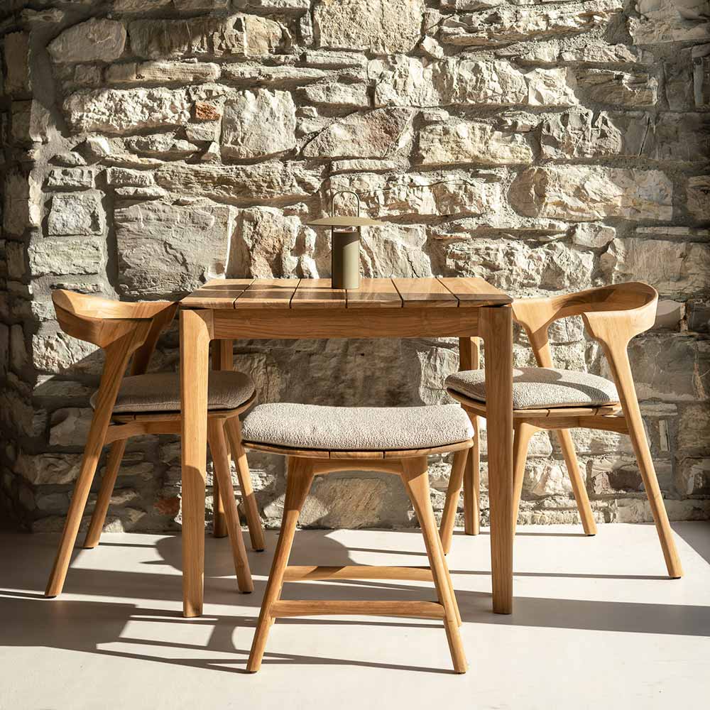 Osso Outdoor Stool - Teak, Off White Cushion - Image 7