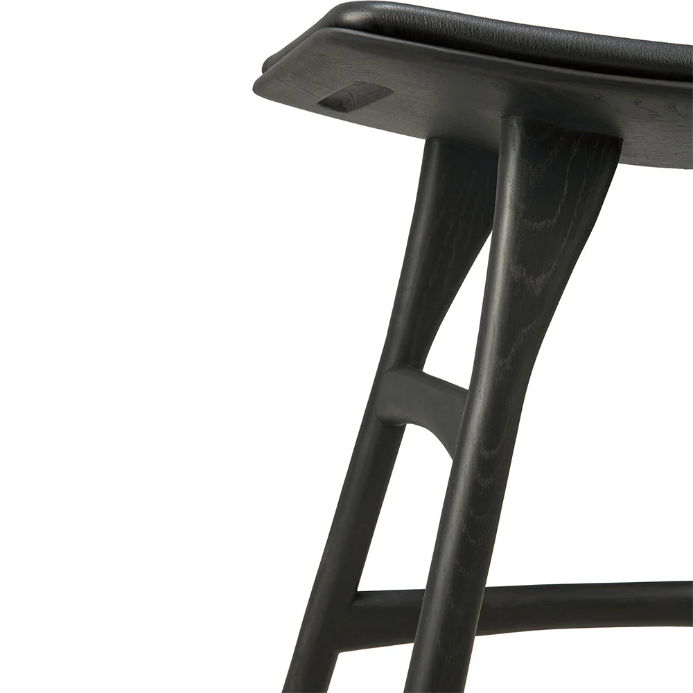 Osso Stool - Black Oak, Black Leather - Image 6