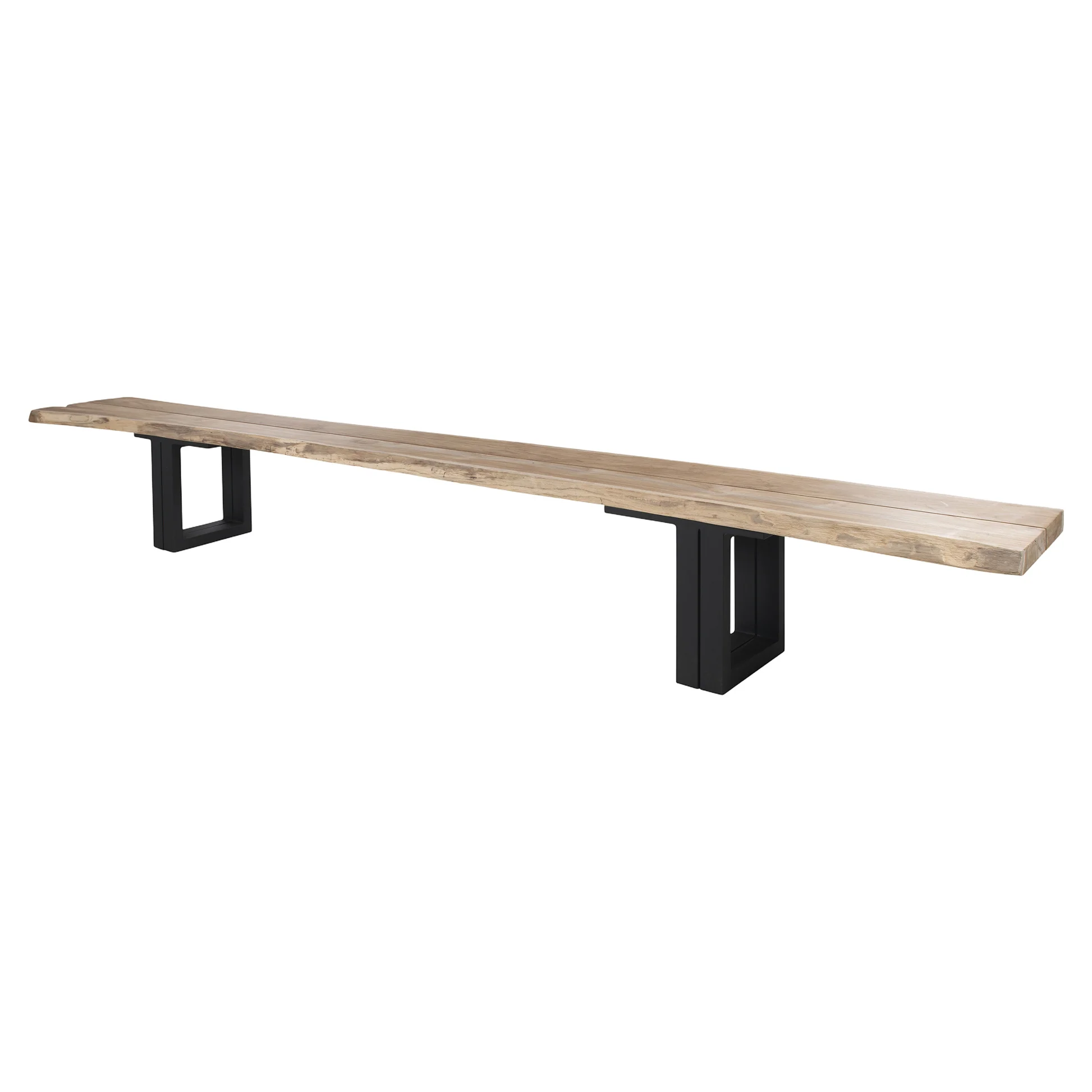 Otranto Rectangular Dining Table - Teak, Black Aluminum Base - Image 2