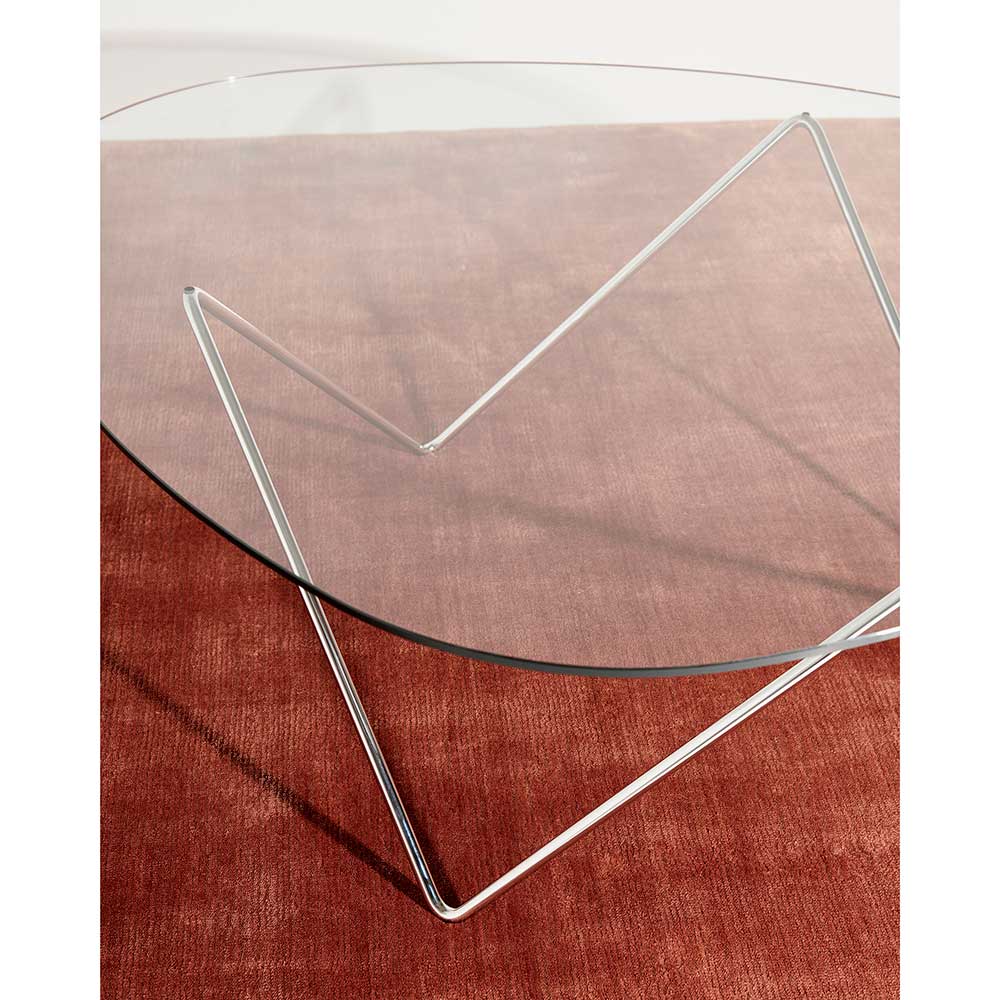 Pedrera Coffee Table - Transparent Glass, Chrome Base - Image 5