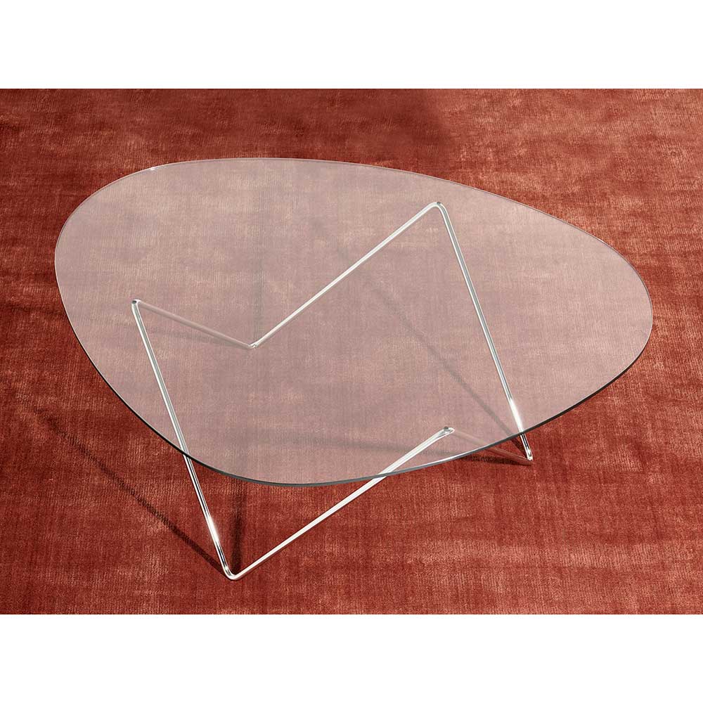 Pedrera Coffee Table - Transparent Glass, Chrome Base - Image 3