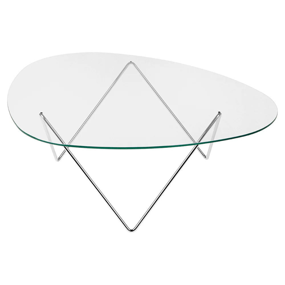 Pedrera Coffee Table - Transparent Glass, Chrome Base