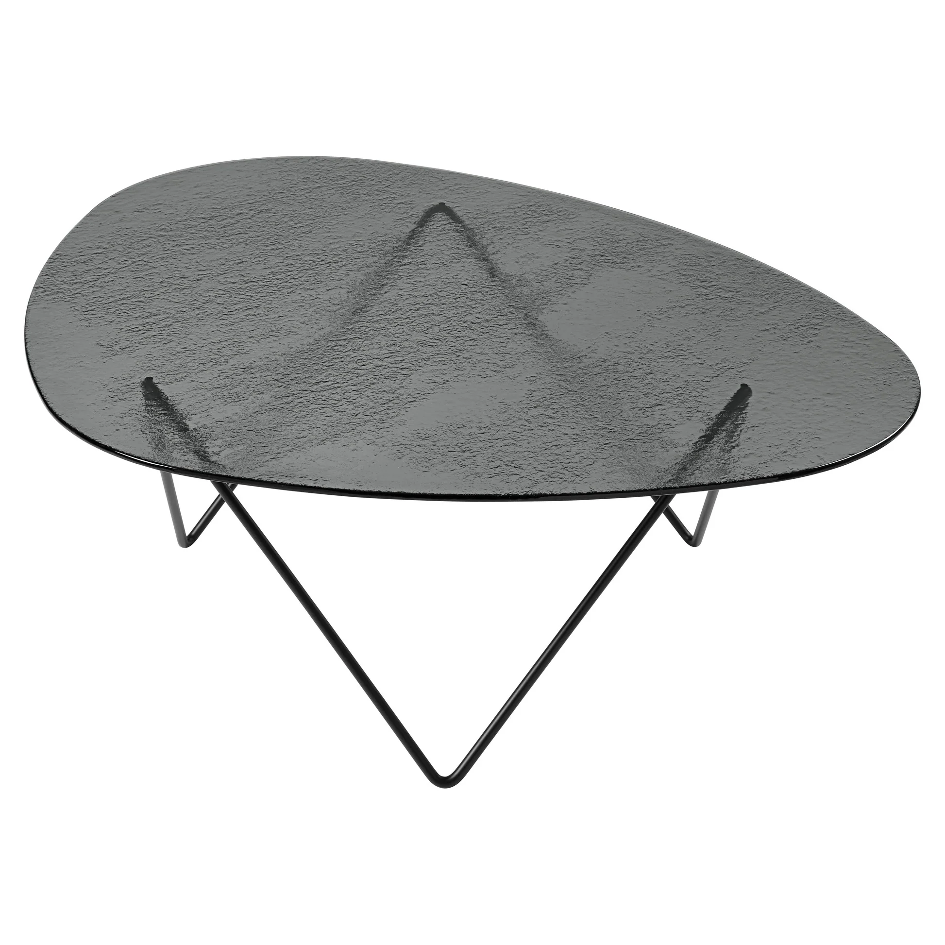 Pedrera Coffee Table - Smoke Structured Glass, Black Base