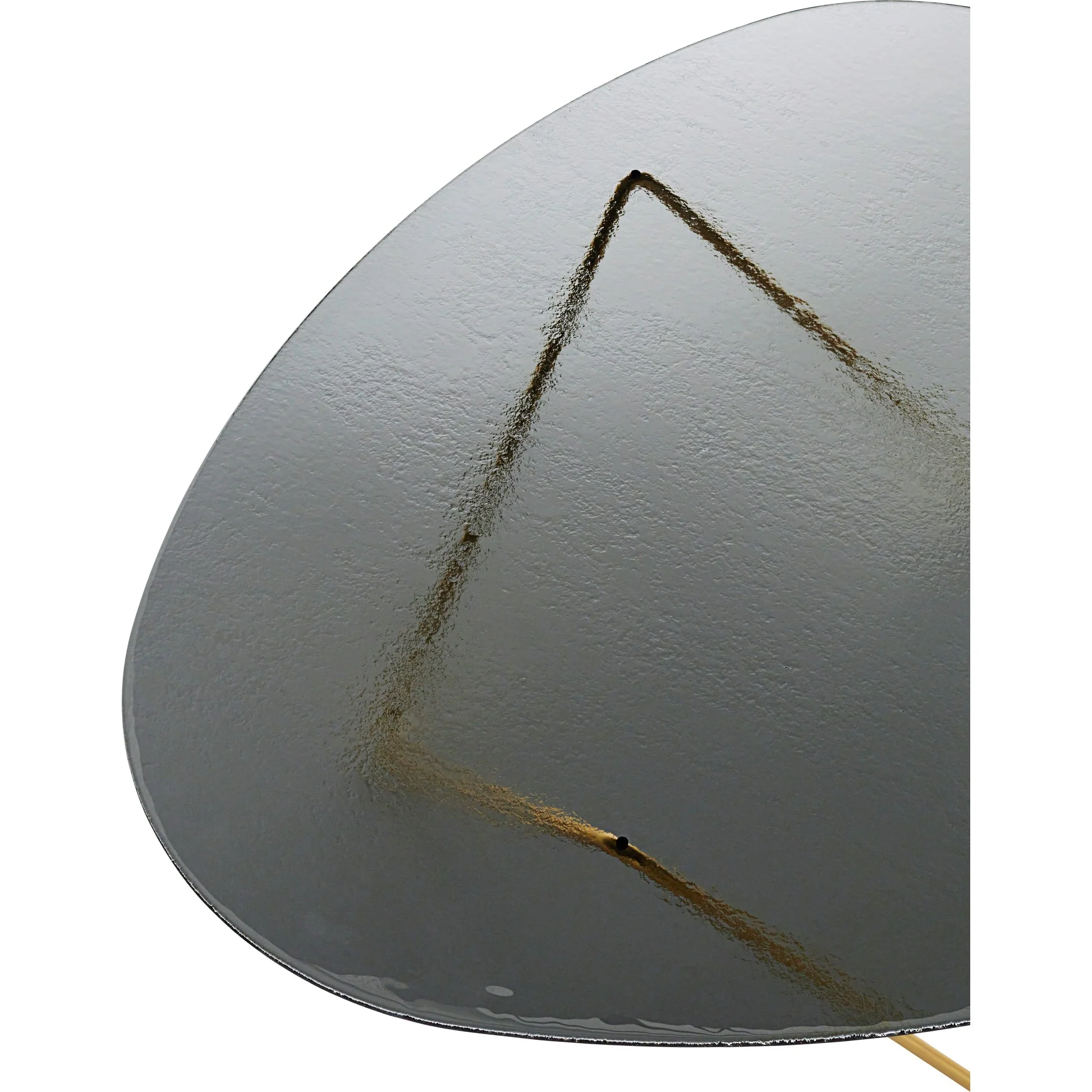 Pedrera Coffee Table - Smoke Structured Glass, Brass Base - Image 2
